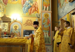 Крестный ход с иконой страстотерпца Николая. Божественная литургия в Губкинском